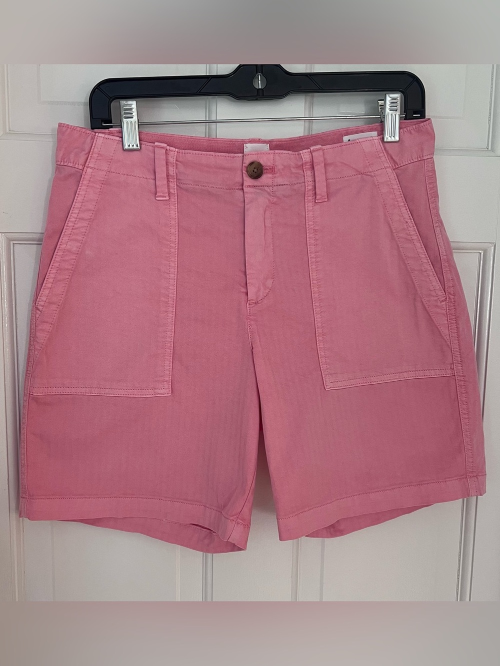 Gap Women’s Pink Girlfriend Chinos Shorts, Cotton, Modal Stripe, Pockets, Size 4